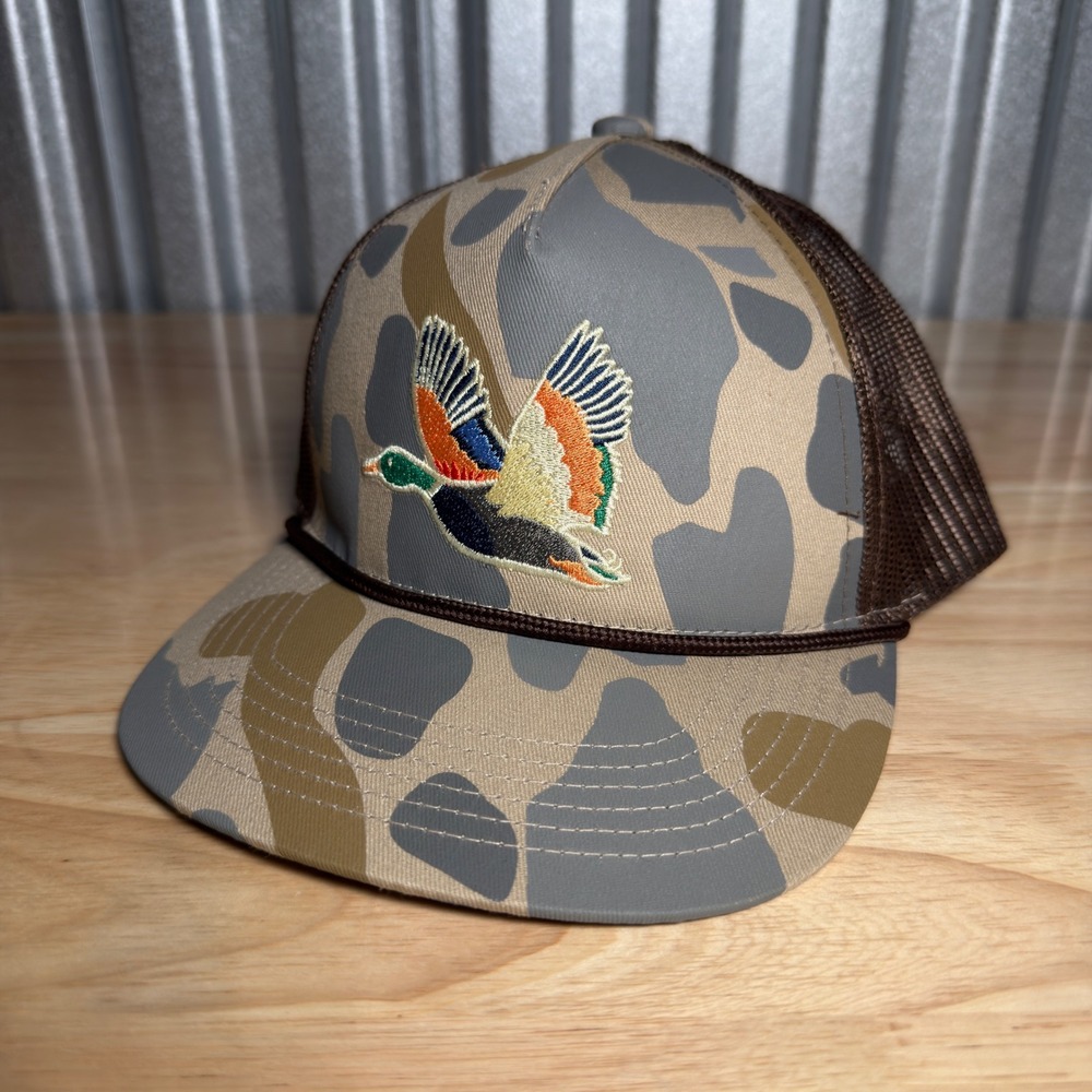 BURLEBO Camo Trucker Hat with Embroidered Mallard Duck